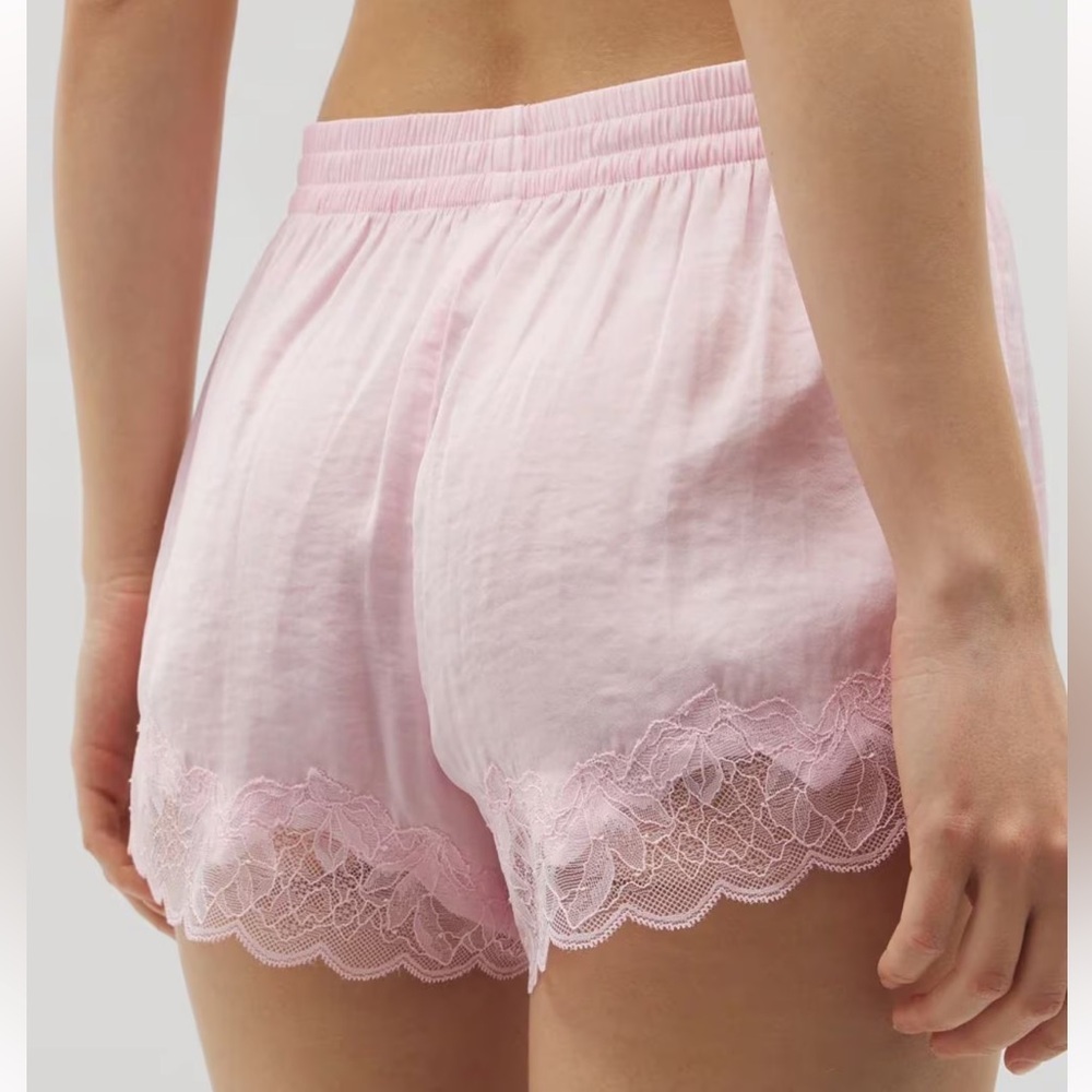 Soma Pink Lace Trim Pajama Shorts